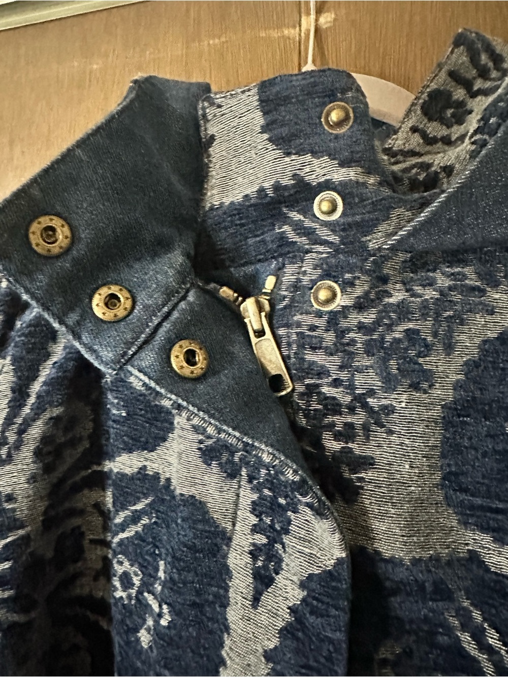 Anthropologie Blue Chenille Tapestry Patterned Long Women's Coat Parka Sz 1X - Picture 9 of 16